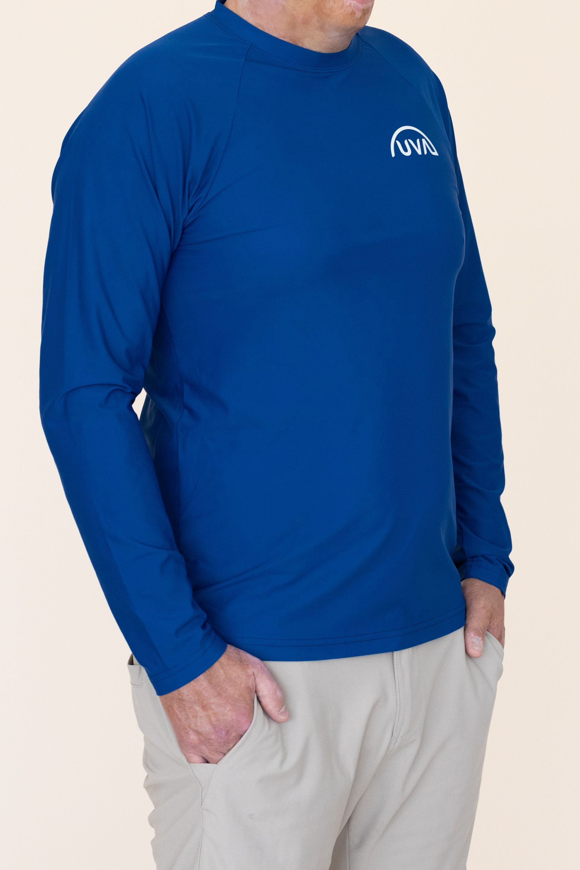 Chandail manches longues homme/unisexe UPF50+ Logo blanc