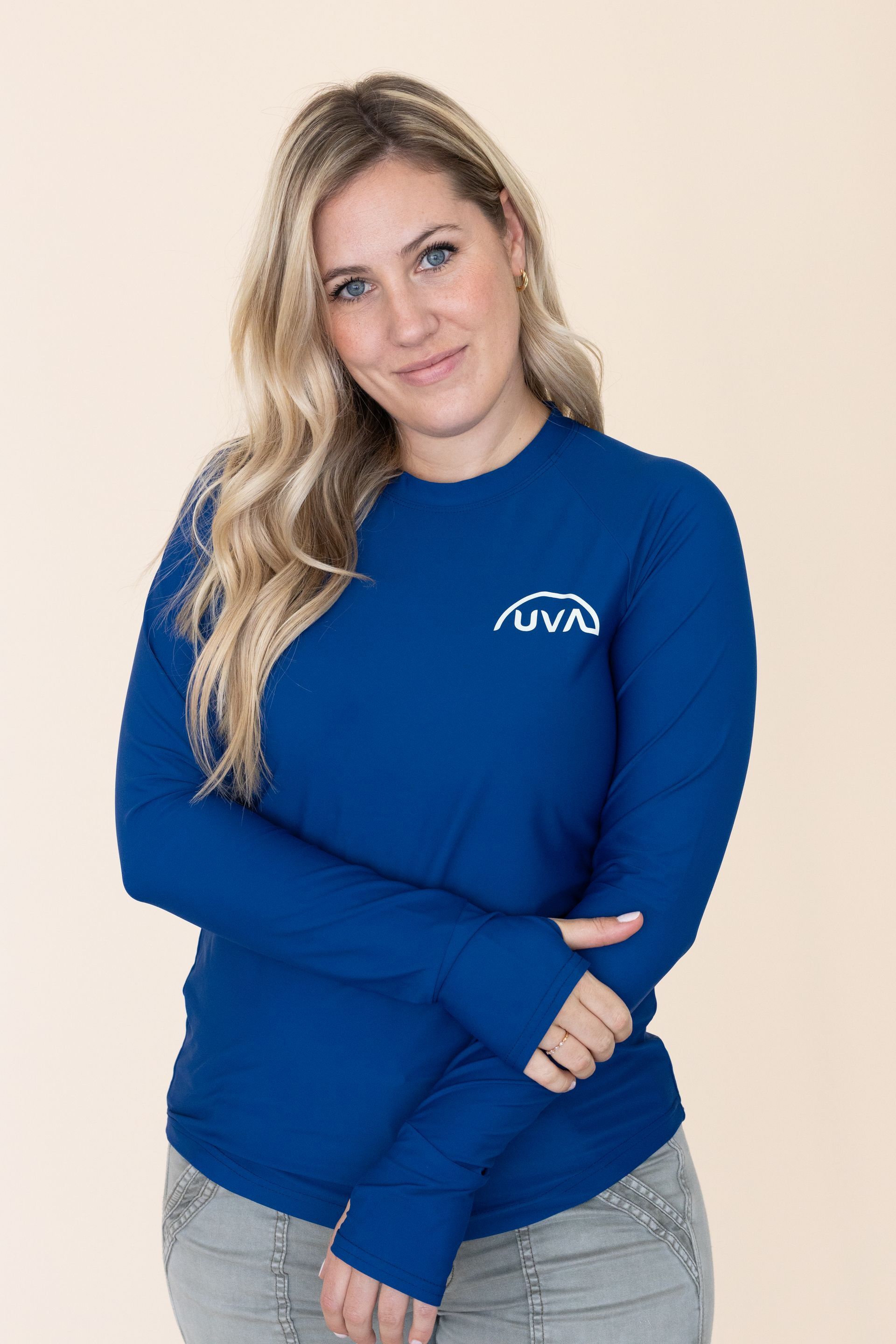 Chandail manches longues femme UPF50+ Logo blanc