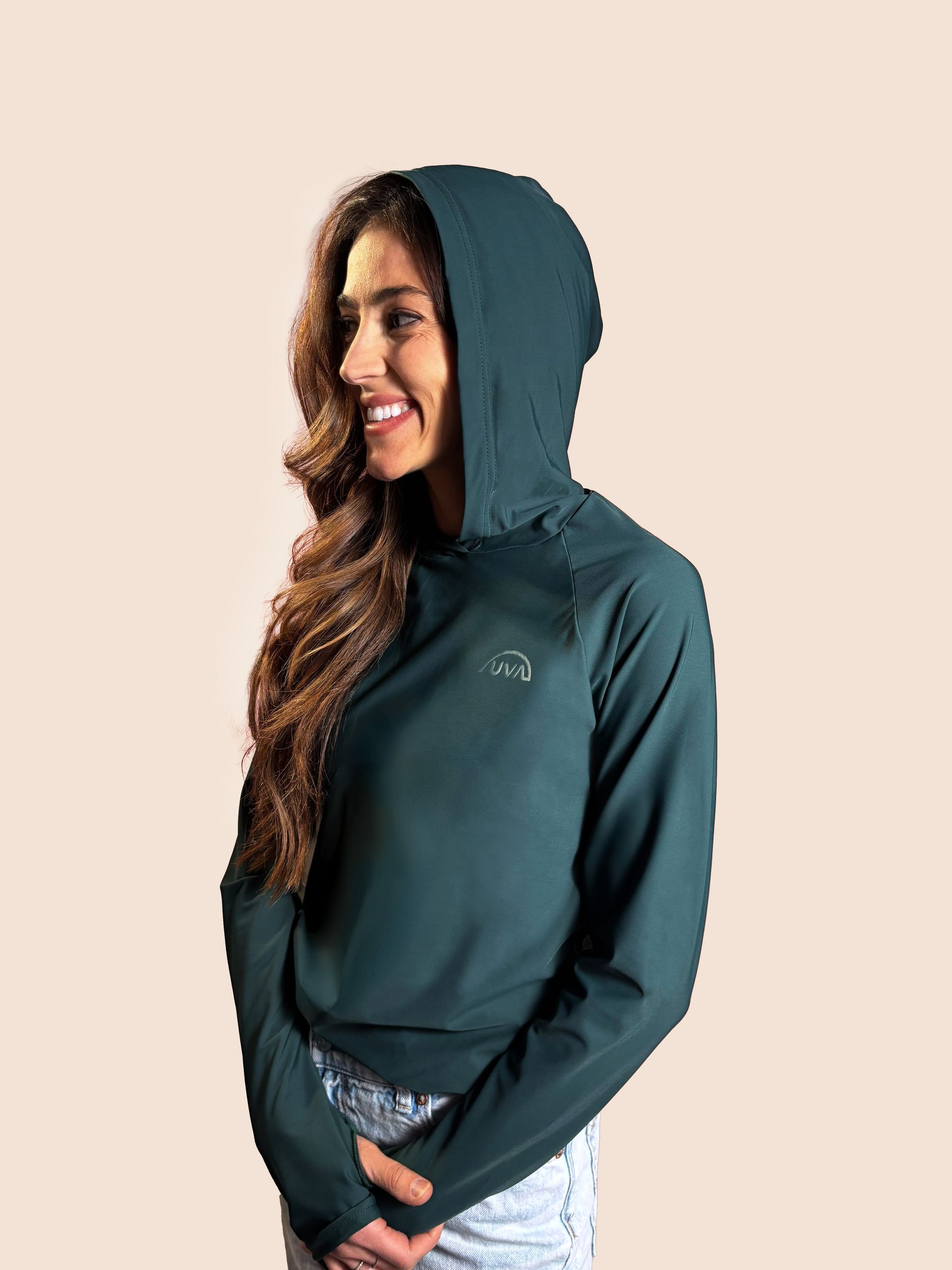 Capuche à manches longues femme UPF50+ Logo Blanc