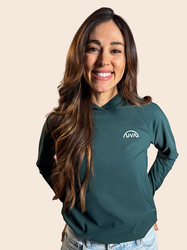 Women's UPF50+ long-sleeve hoodie White Logo