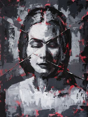 Rikkinäinen No.II, Akryylimaalaus (60 x 80 cm)