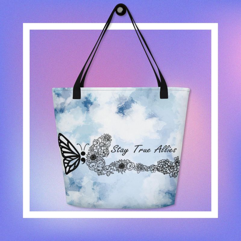 All-Over Print Large Tote Bag w/ Pocket