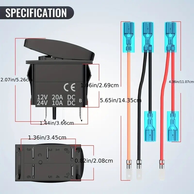 1 Switch basculante marino o impermeable LED iluminado.