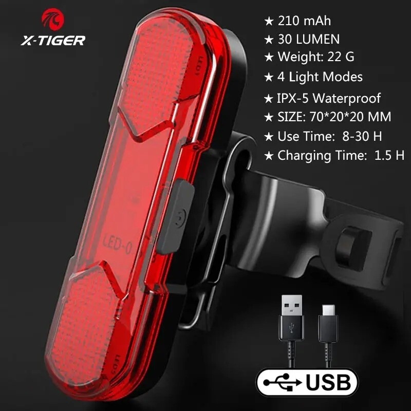 1 Pza Luz Trasera De Bicicleta X-TIGER Impermeables