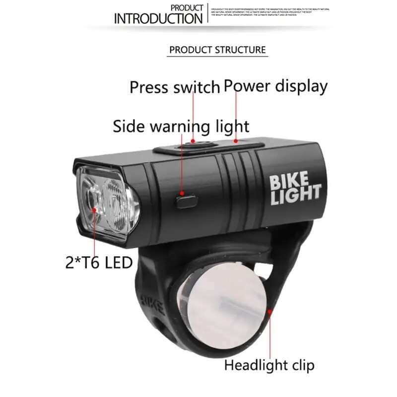 Lampara LED recargable USB exhibición 10W para bicicleta.