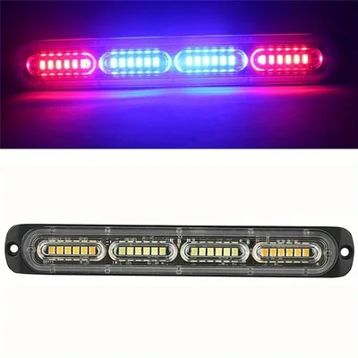 2 pzs estrobo 24 LED ultrafino, rojo y azul.