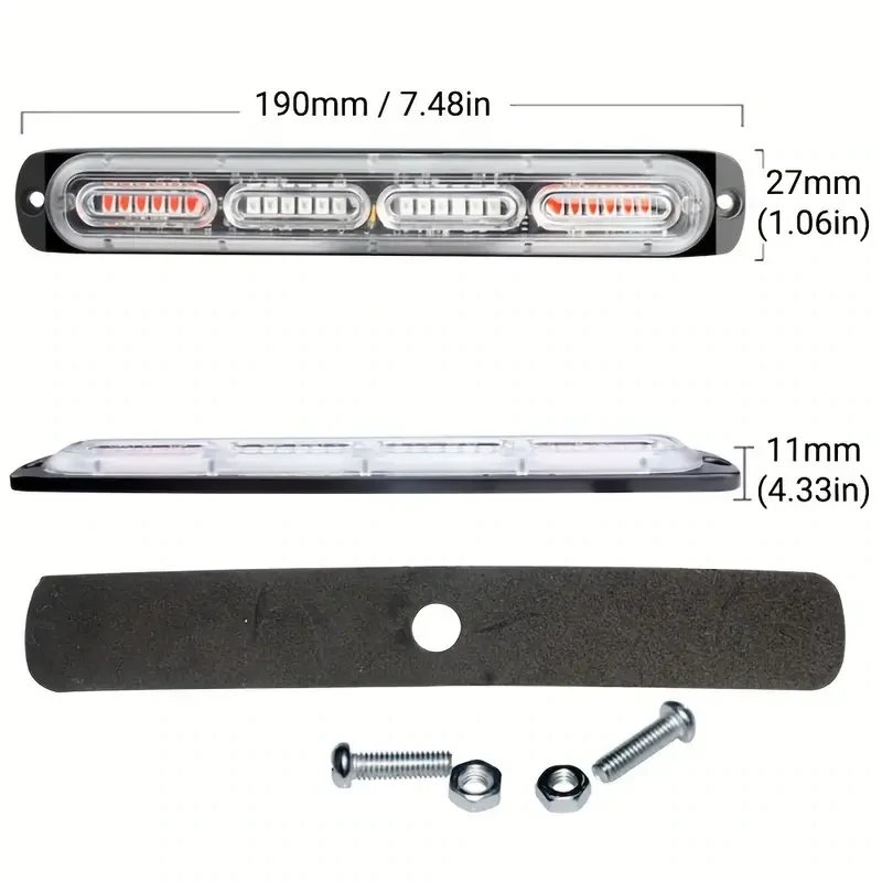 2 pzs estrobo 24 LED ultrafino, rojo y azul.