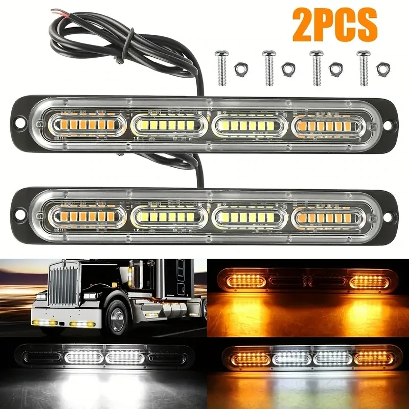 2 pzs estrobo 24 LED ultrafino, rojo y azul.