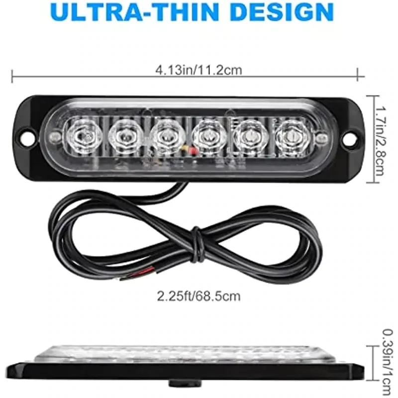 1 Pz luz estrobo emergencia 6 LED varios colores.