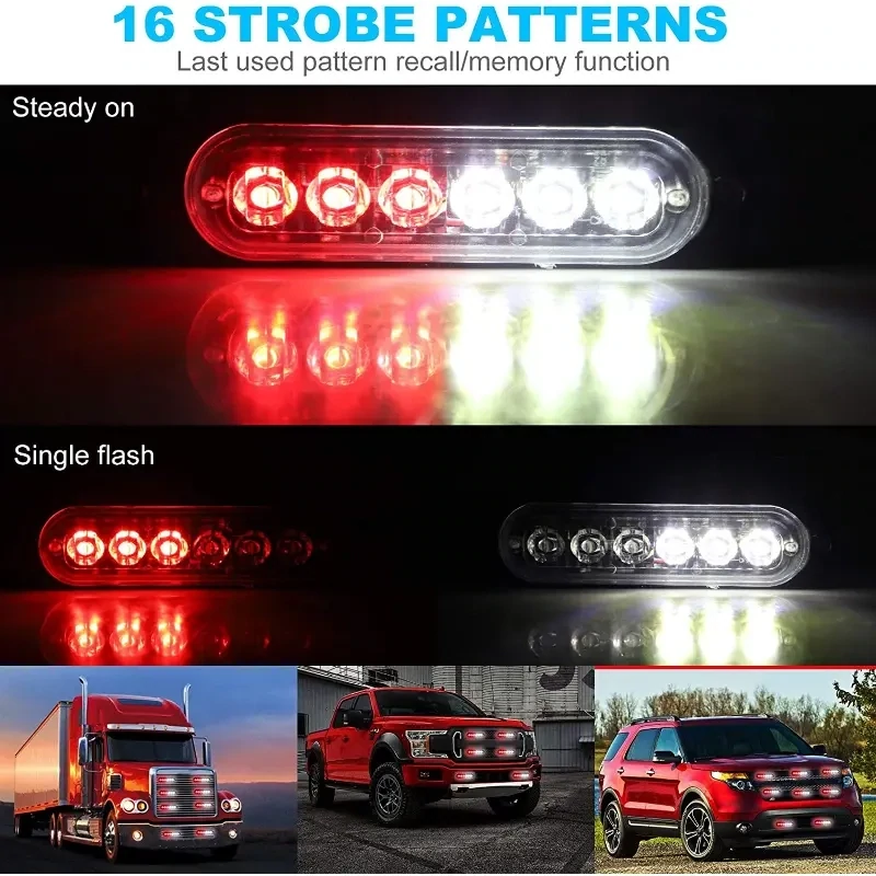 1 Pz luz estrobo emergencia 6 LED varios colores.