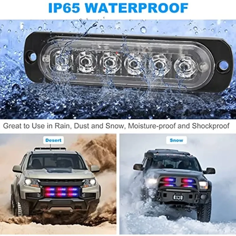 1 Pz luz estrobo emergencia 6 LED varios colores.