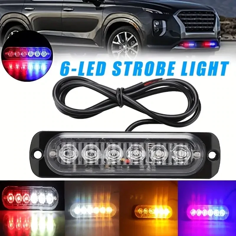 1 Pz luz estrobo emergencia 6 LED varios colores.
