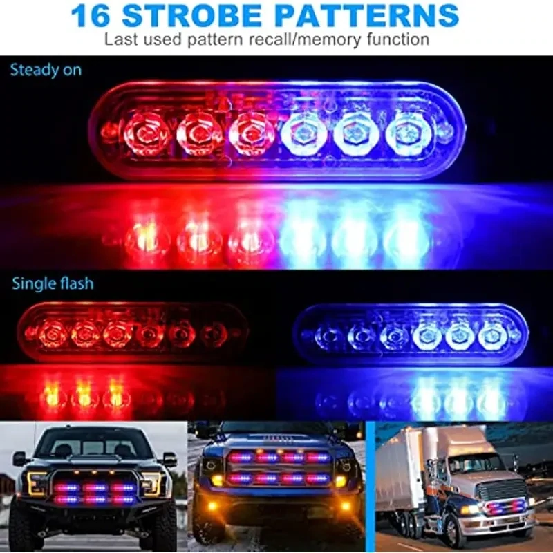 1 Pz luz estrobo emergencia 6 LED varios colores.