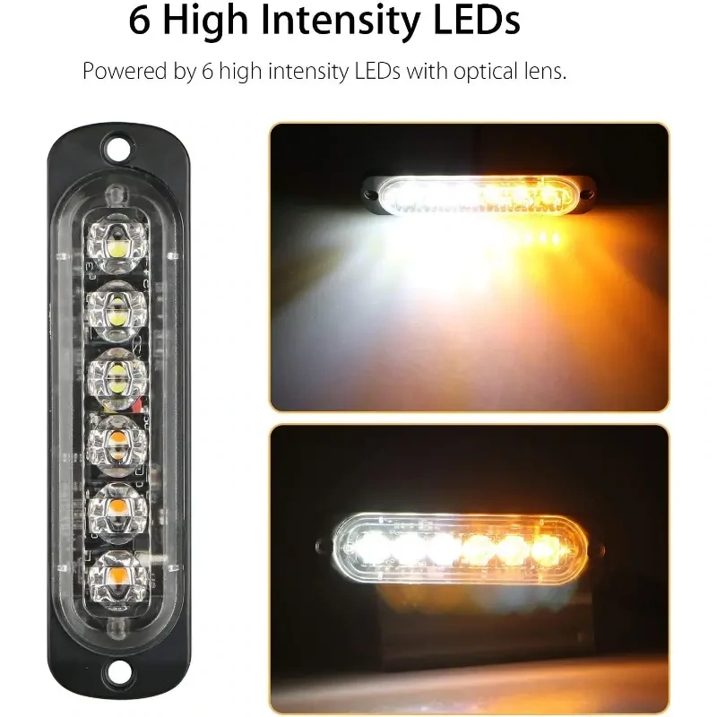 1 Pz luz estrobo emergencia 6 LED varios colores.