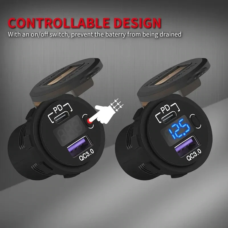 Toma de corriente impermeable de 12 V/24 V.