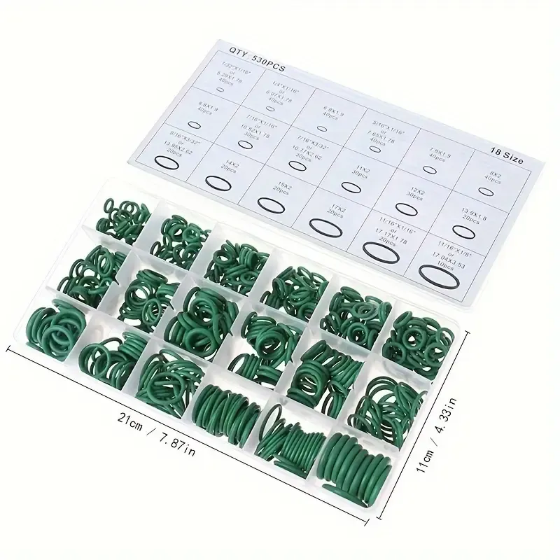 530 piezas surtidas de anillos de goma variedad de tamaños.