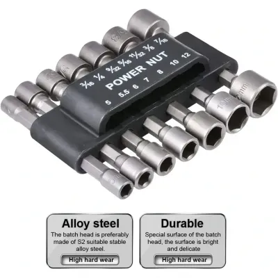 Juego de brocas para destornillador de tuerca hexagonal, 14 pz