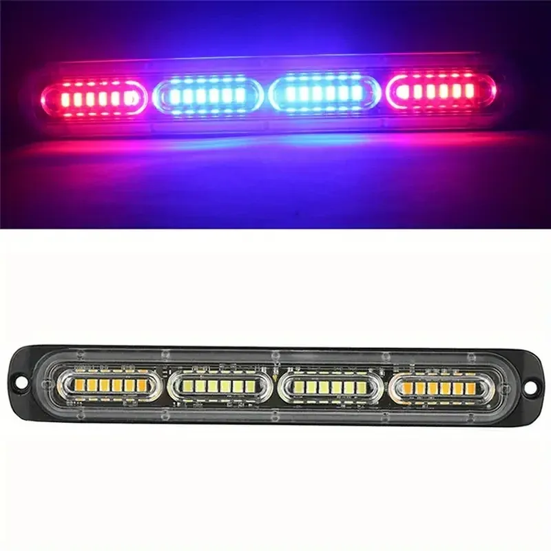 2 pzs estrobo 24 LED ultrafino, rojo y azul.