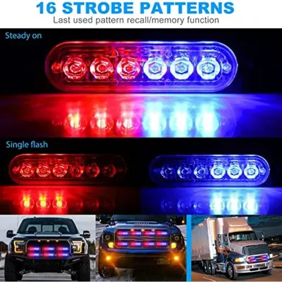 1 Pz luz estrobo emergencia 6 LED varios colores.