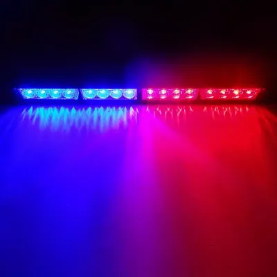 Barra con estrobos rojo y azul 12 volts.