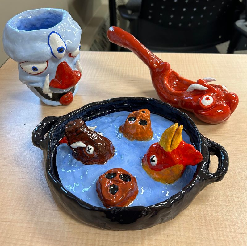 Dish, Cup, and Spoon