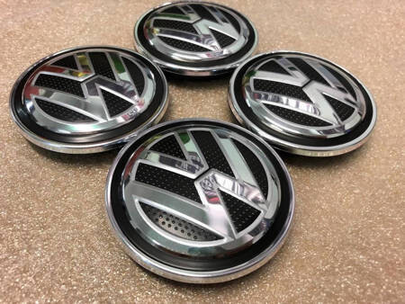 4 X VW Alloy Wheel Centre Caps Golf Passat Tiguan Transporter Caddy Beetle Amarok T-Roc Polo UP! Touran Full Set Different Versions Available