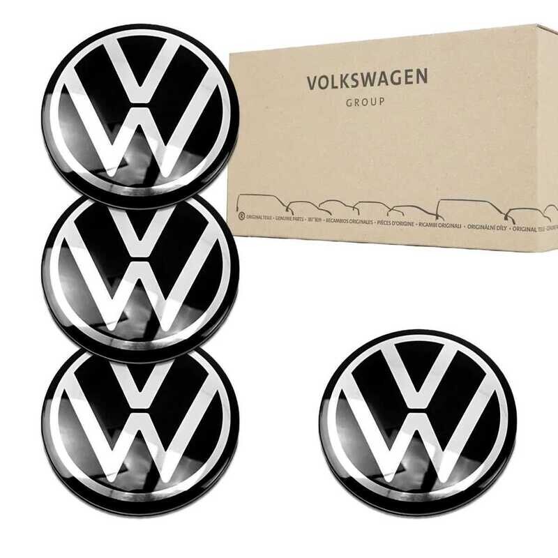 VW 5H0601171 Golf Passat Tiguan Transporter Caddy Beetle Amarok Alloy Wheel Centre Caps X 4 Full Set 65-66mm High Glossy Finish