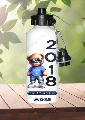 Personalised Year bear 600ml sports bottle