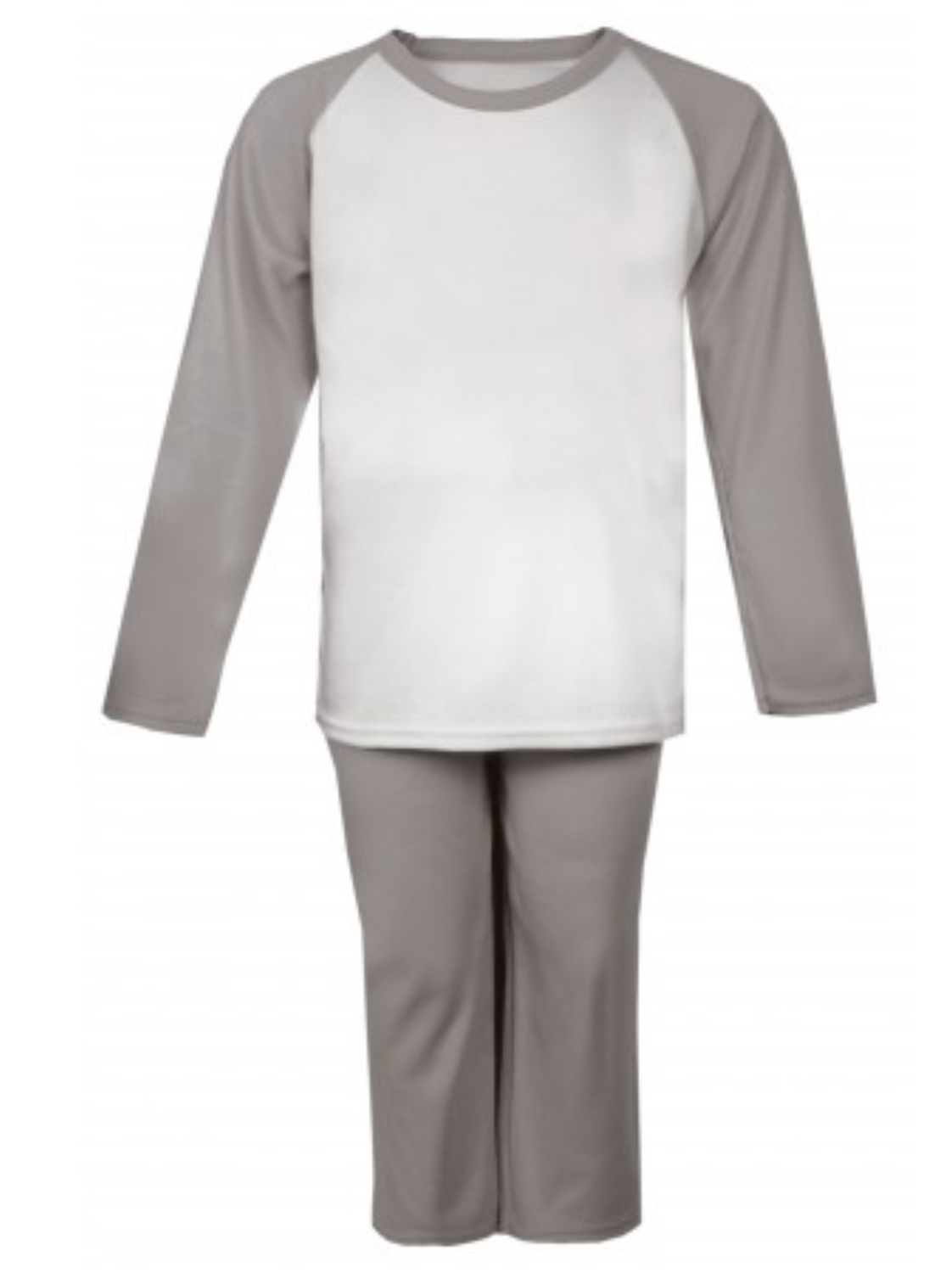 Grey and White Long Raglan Sleeve Pyjama Set