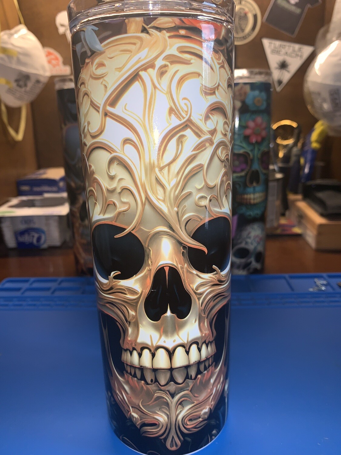 Fancy Gold Skull 20oz Sublimation Tumbler