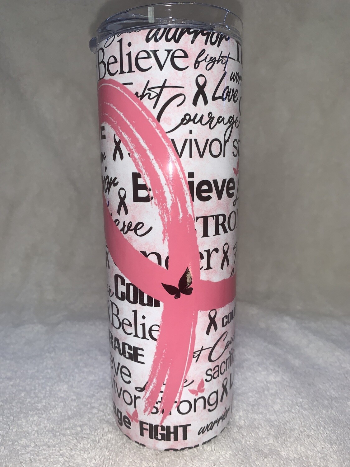 Pink Ribbon Inspirational 20oz Sublimation Tumbler