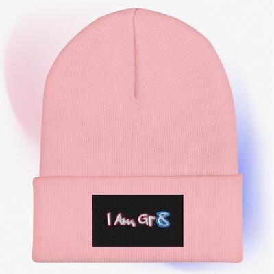 I AM GR8- Cuffed Embroidered Beanie