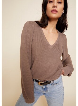 Nation Neveah Puff Sleeve V-Neck