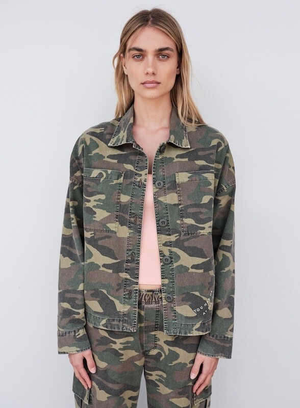 Sundry Camo Crop Buttondown