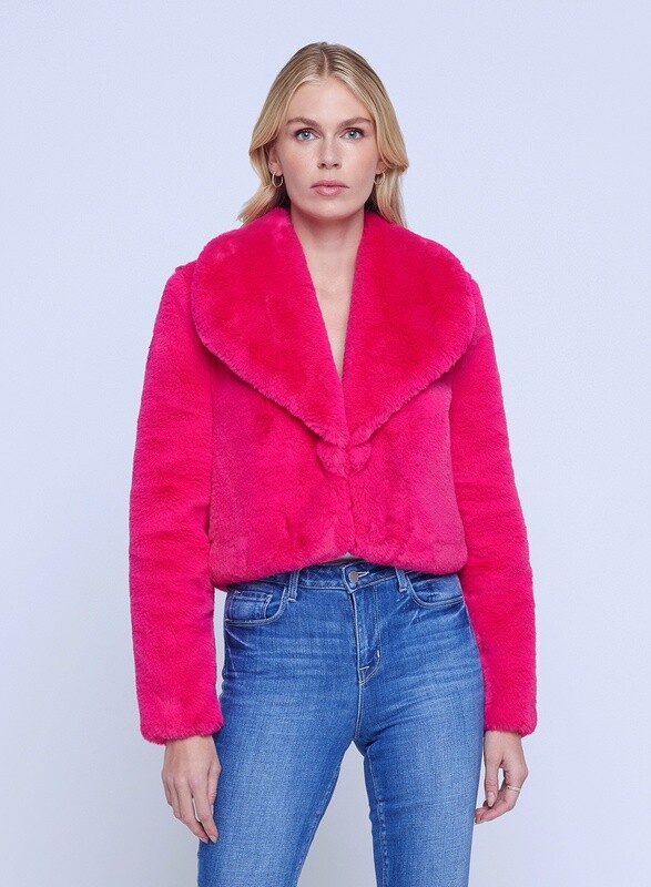 L&#39;agence Davy Crop Faux Fur Jacket