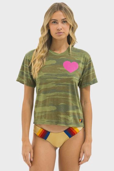 Aviator Nation Heart Print Boyfriend Tee
