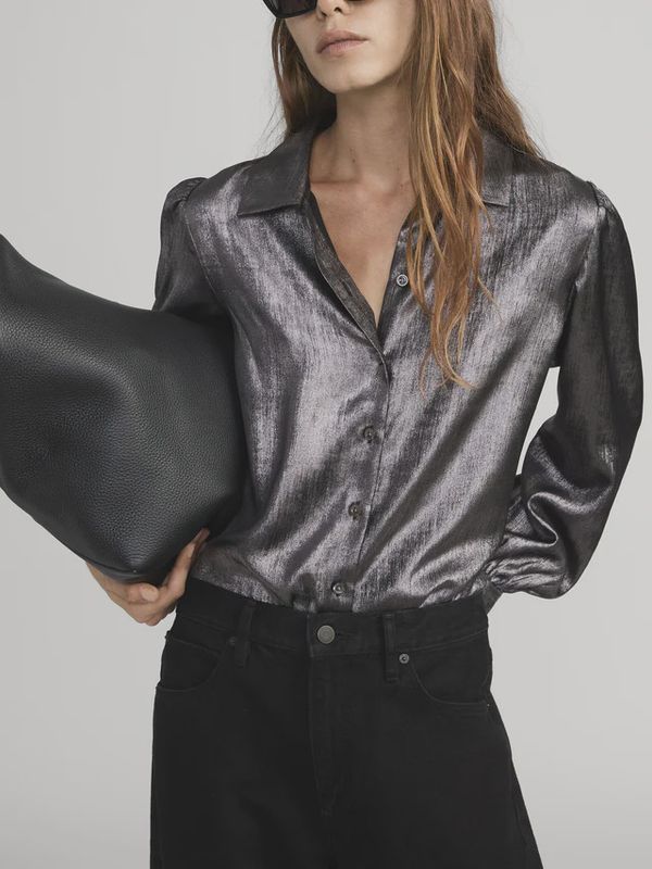 Frame Shiny Staple Blouse