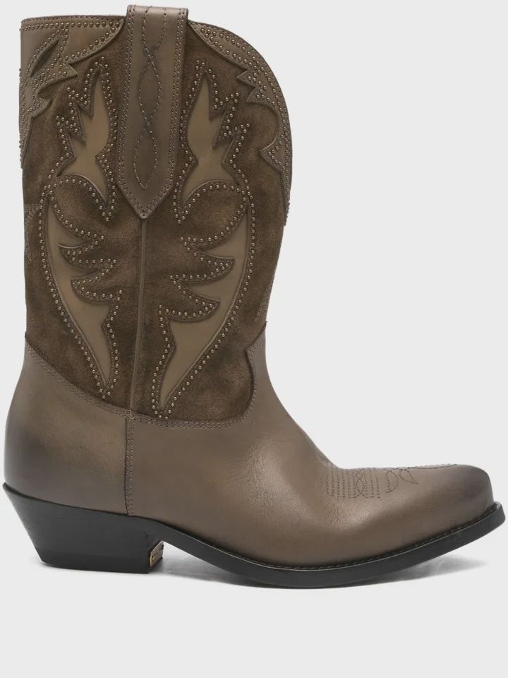 GOLDEN GOOSE LOW WISH STAR EMBROIDERY LEATHER WITH MINISTUDS