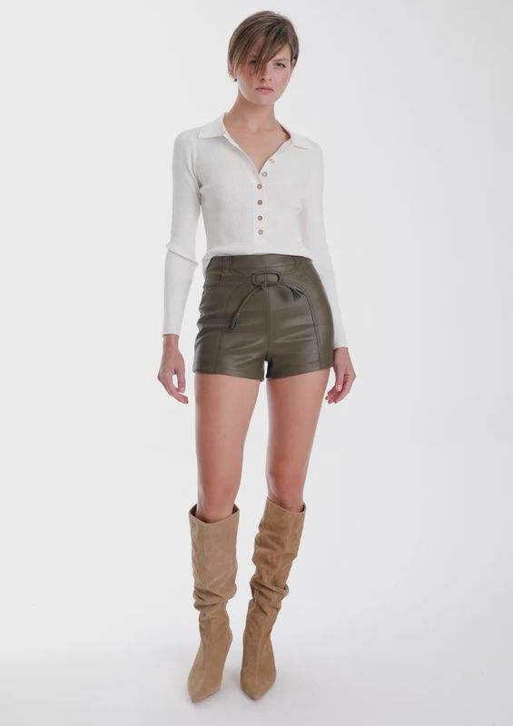 Karina Grimaldi Mona Vegan Leather Mini Shorts