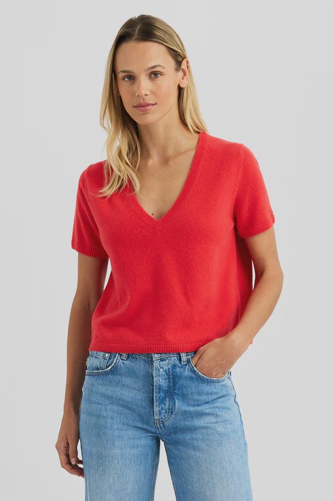 One Grey Day Kadri Cashmere Vneck Tee