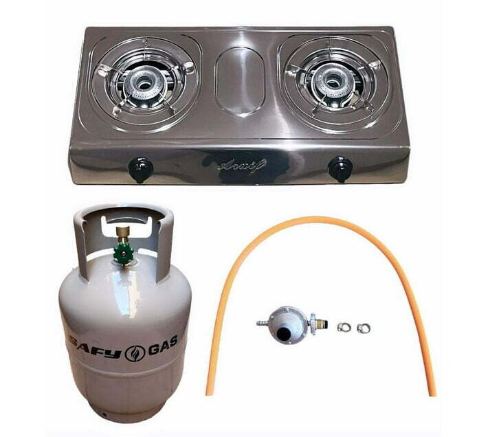 2 Plate Stainless Steel Cooker Top + 5kg Gas Cylinder