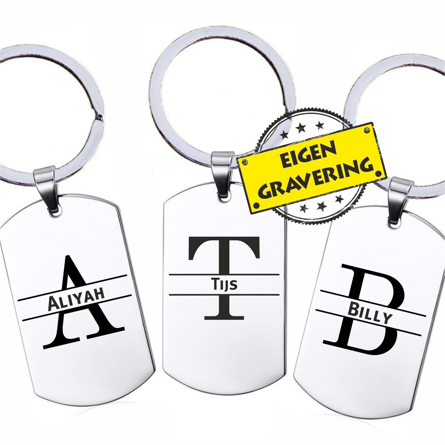 Sleutelhanger Split Letter - Eigen Gravering