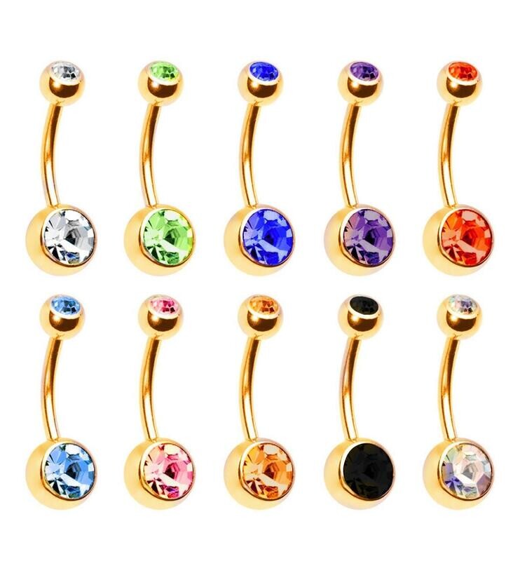 Navelpiercing Goud Met Steentjes