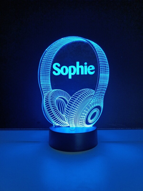 3D LED Lamp Koptelefoon - Met Eigen Naam