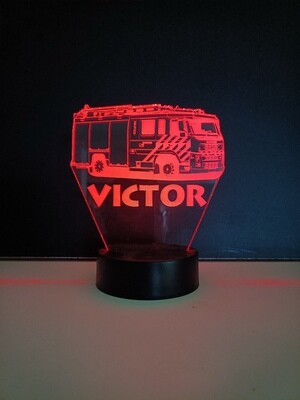 3D LED Lamp Brandweerauto - Met Eigen Naam