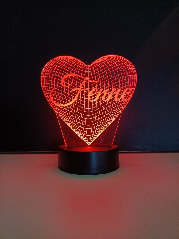 3D LED Lamp Hart - Met Eigen Naam