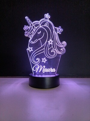 3D LED Lamp Unicorn - Met Eigen Naam