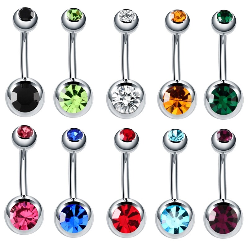 Navelpiercing Zilver Met Steentjes