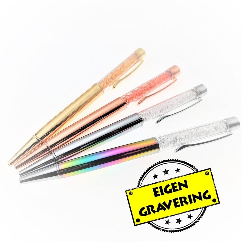 Pen Met Diamantjes - Metaalkeurig - Met Eigen Gravering