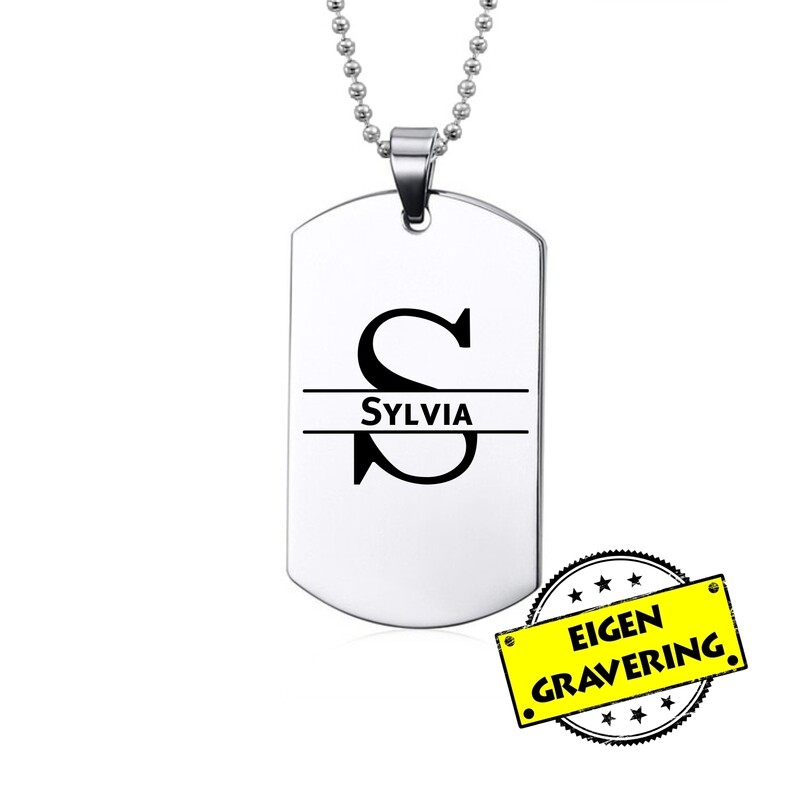 Ketting RVS - Split Letter - Eigen Gravering